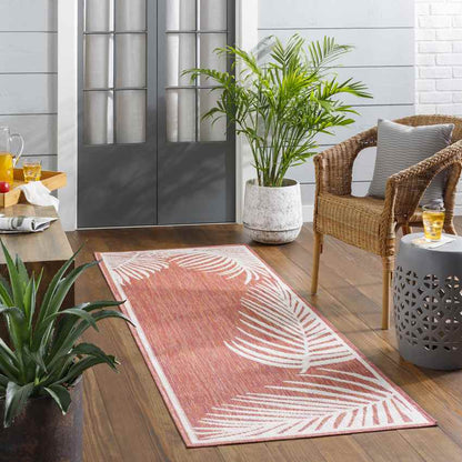 Tescott Coastal Dark Coral Area Rug