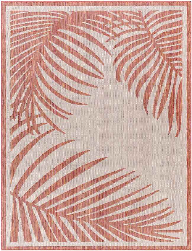 Tescott Coastal Dark Coral/Ivory Area Rug