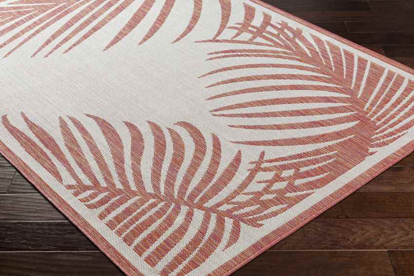 Tescott Coastal Dark Coral/Ivory Area Rug