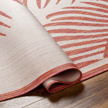 Tescott Coastal Dark Coral/Ivory Area Rug