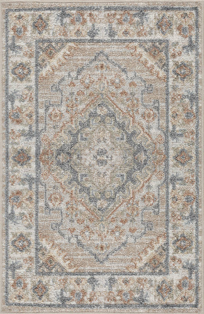 Ellinwood Traditional Oatmeal/Rust Washable Area Rug