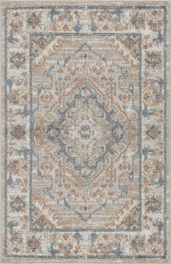 Ellinwood Traditional Oatmeal/Rust Washable Area Rug