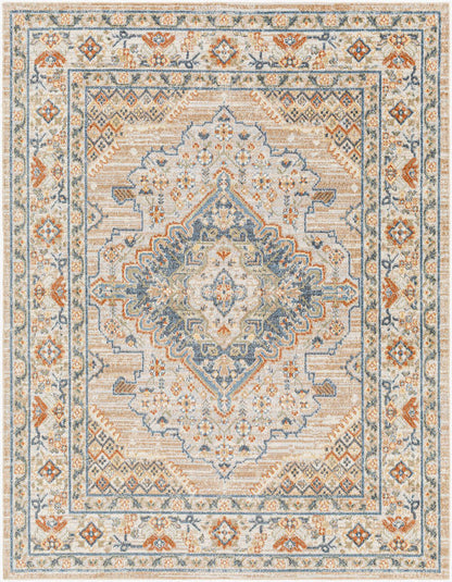 Ellinwood Traditional Oatmeal/Rust Washable Area Rug