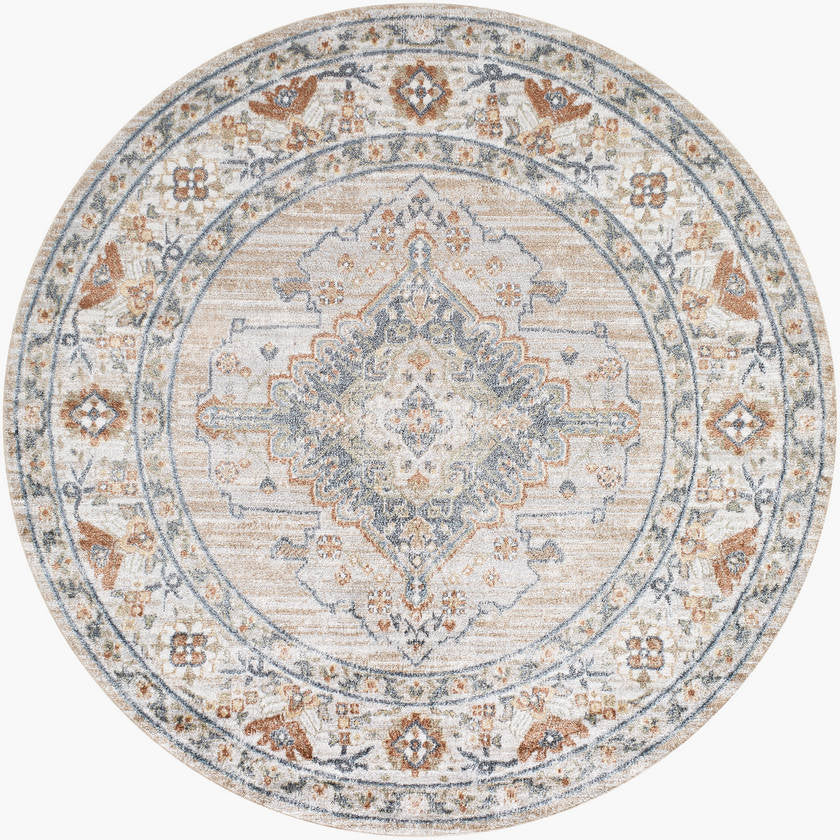 Ellinwood Traditional Oatmeal/Rust Washable Area Rug