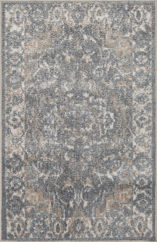 Elsmore Traditional Navy Blue Washable Area Rug