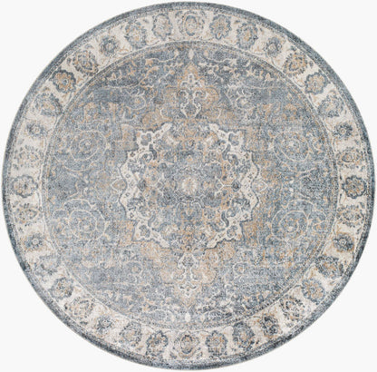 Elsmore Traditional Navy Blue Washable Area Rug