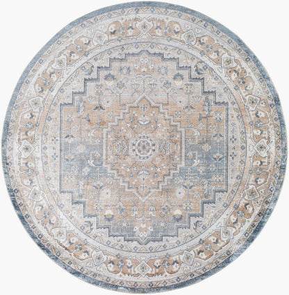 Emmett Traditional Navy Blue Washable Area Rug