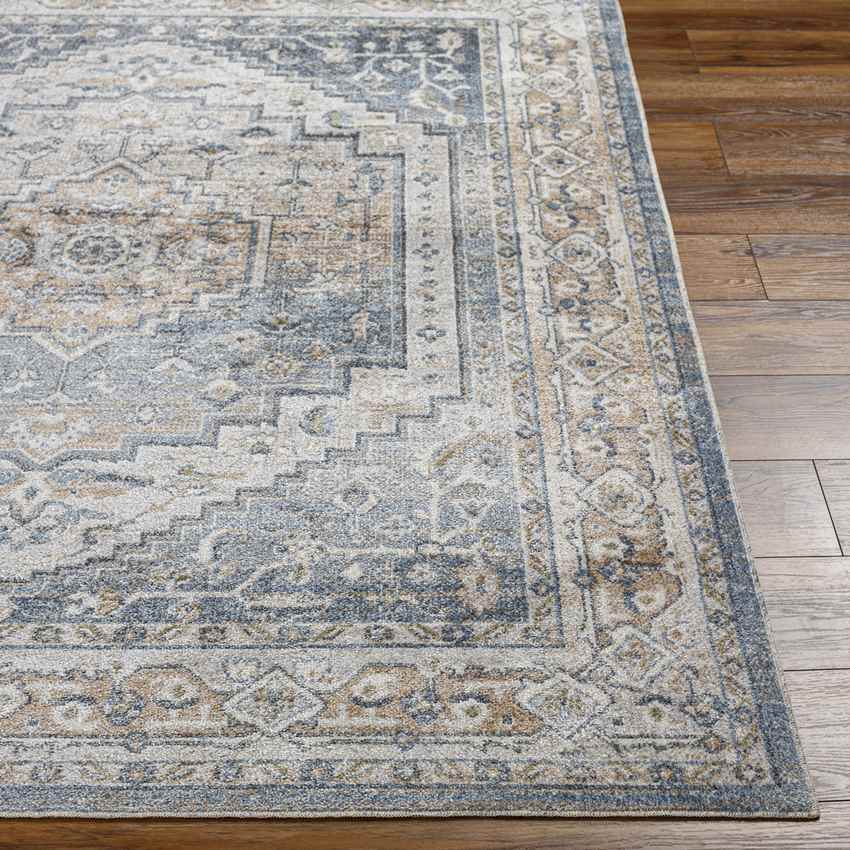 Emmett Traditional Navy Blue Washable Area Rug