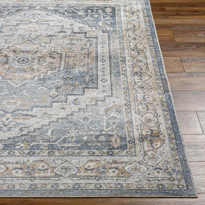 Emmett Traditional Navy Blue Washable Area Rug