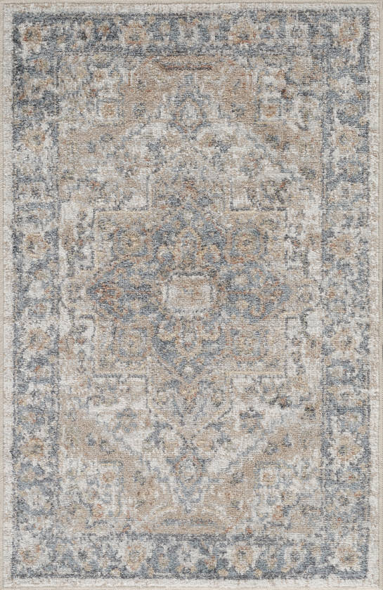Estill Traditional Beige Washable Area Rug