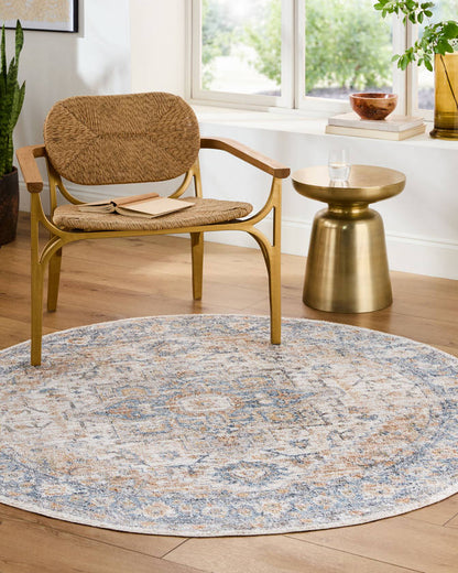 Estill Traditional Beige Washable Area Rug