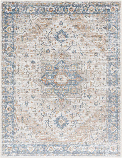 Estill Traditional Beige Washable Area Rug