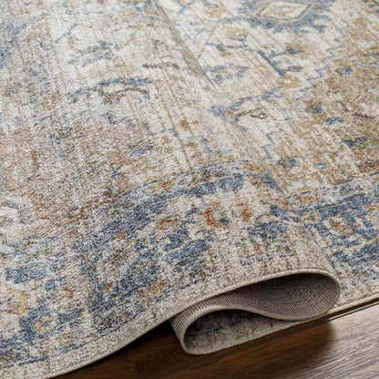 Estill Traditional Beige Washable Area Rug