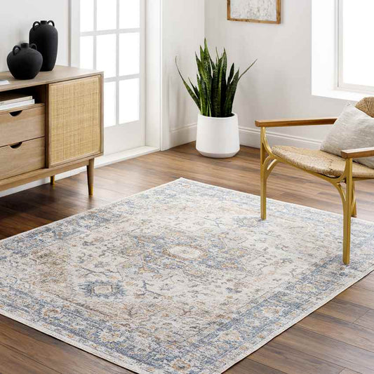 Estill Traditional Beige Washable Area Rug