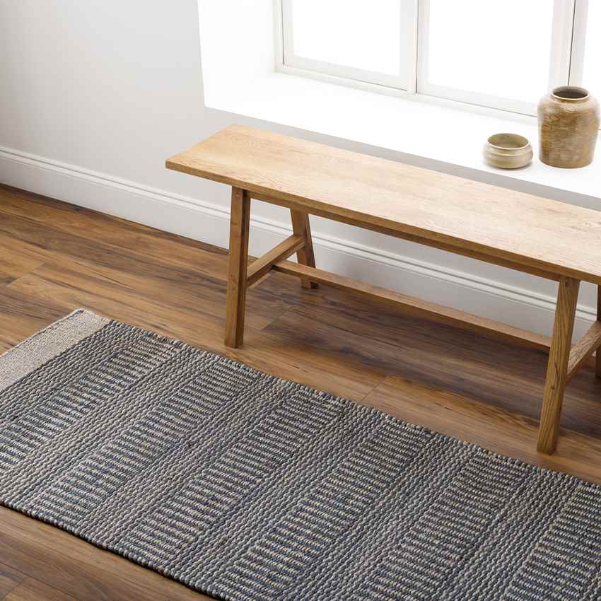 Cylinder Rustic Dark Blue/Light Gray Area Rug