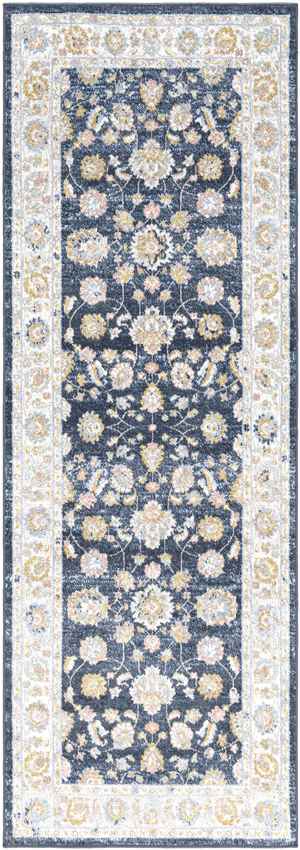 Tiffin Traditional Ink Blue Washable Area Rug