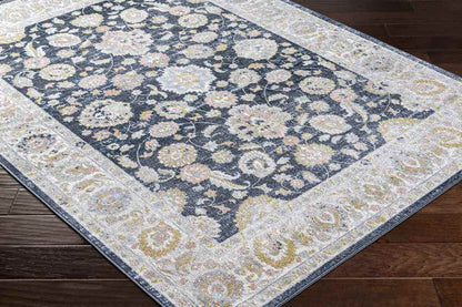 Tiffin Traditional Ink Blue Washable Area Rug