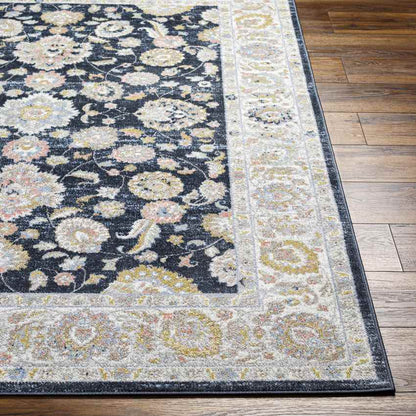 Tiffin Traditional Ink Blue Washable Area Rug