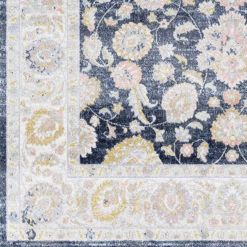 Tiffin Traditional Ink Blue Washable Area Rug