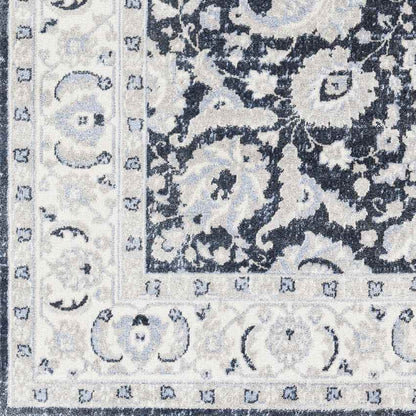 Trimble Traditional Ink Blue Washable Area Rug