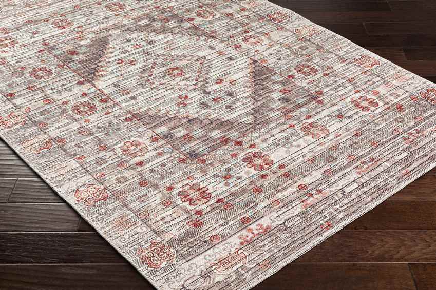 Village Traditional Brown Washable Area Rug