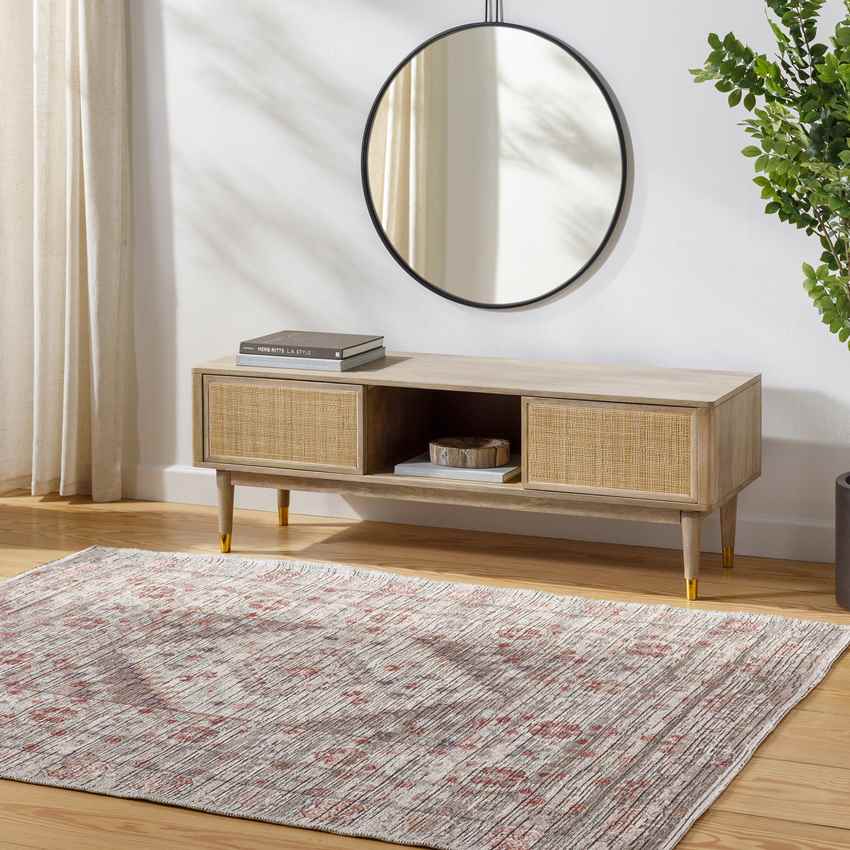 Village Traditional Brown Washable Area Rug