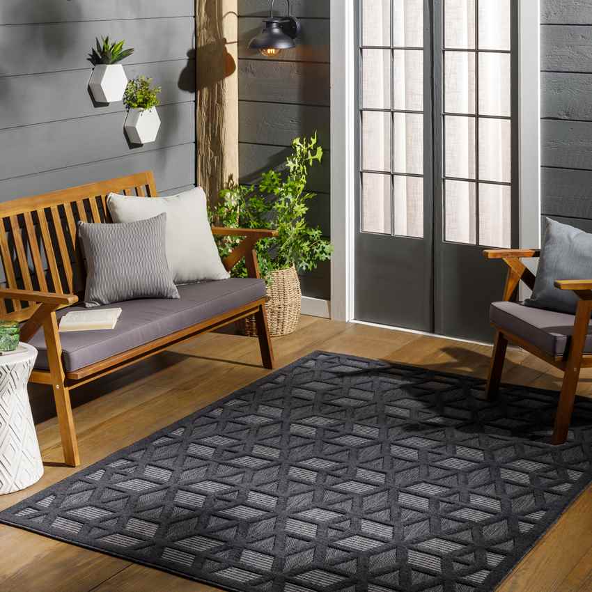 Bushton Modern Black Area Rug