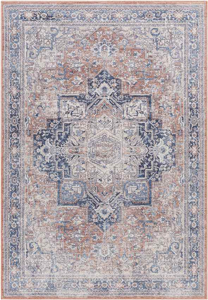 Worthville Traditional Rust Washable Area Rug