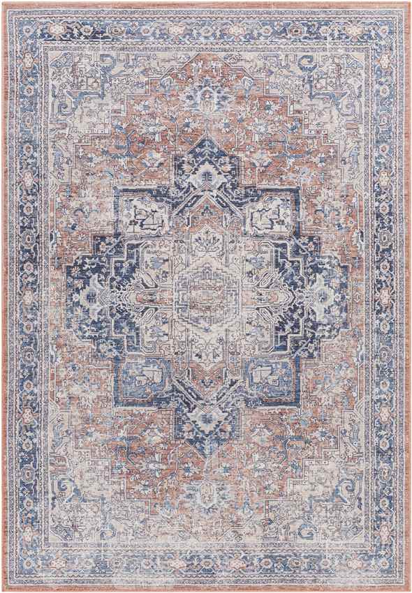 Worthville Traditional Rust Washable Area Rug
