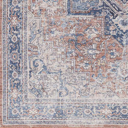 Worthville Traditional Rust Washable Area Rug