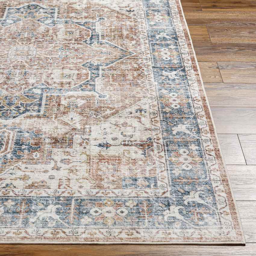 New Cambria Traditional Burnt Orange Washable Area Rug