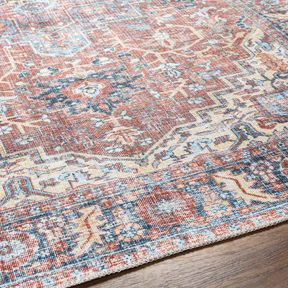 Lorin Traditional Rust Washable Area Rug
