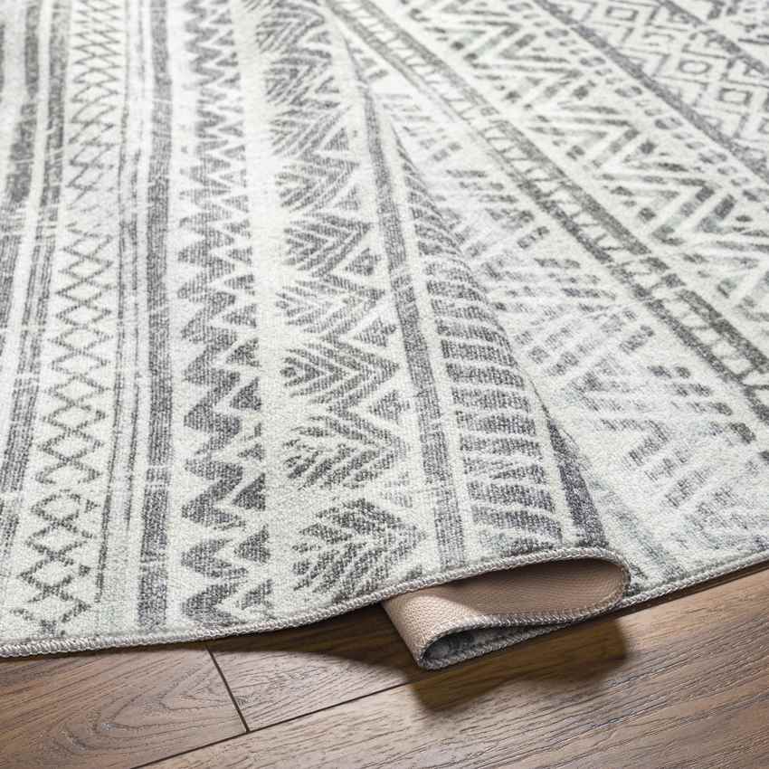 Katryna Global Ivory/Slate Gray Washable Area Rug
