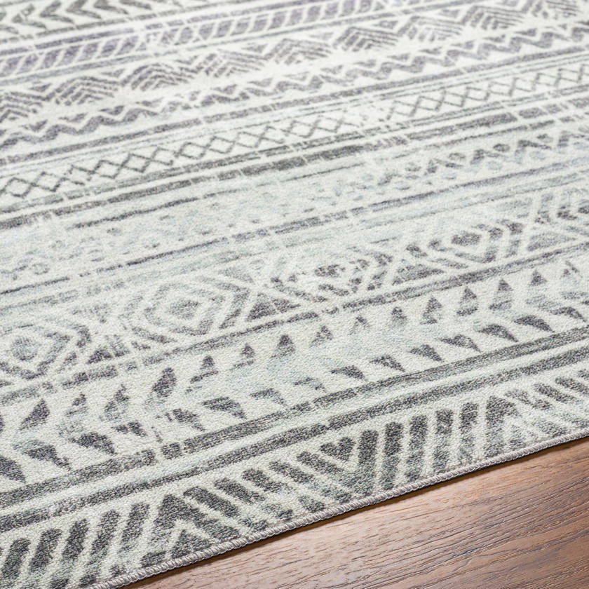 Katryna Global Ivory/Slate Gray Washable Area Rug