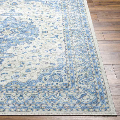 Tomara Traditional Ice Blue Washable Area Rug