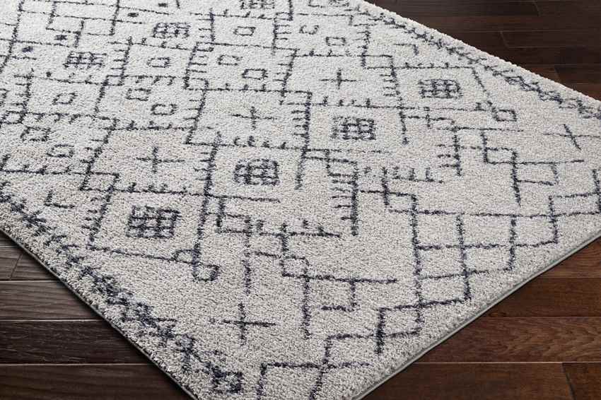 Deeanna Global Light Gray/Black Washable Area Rug