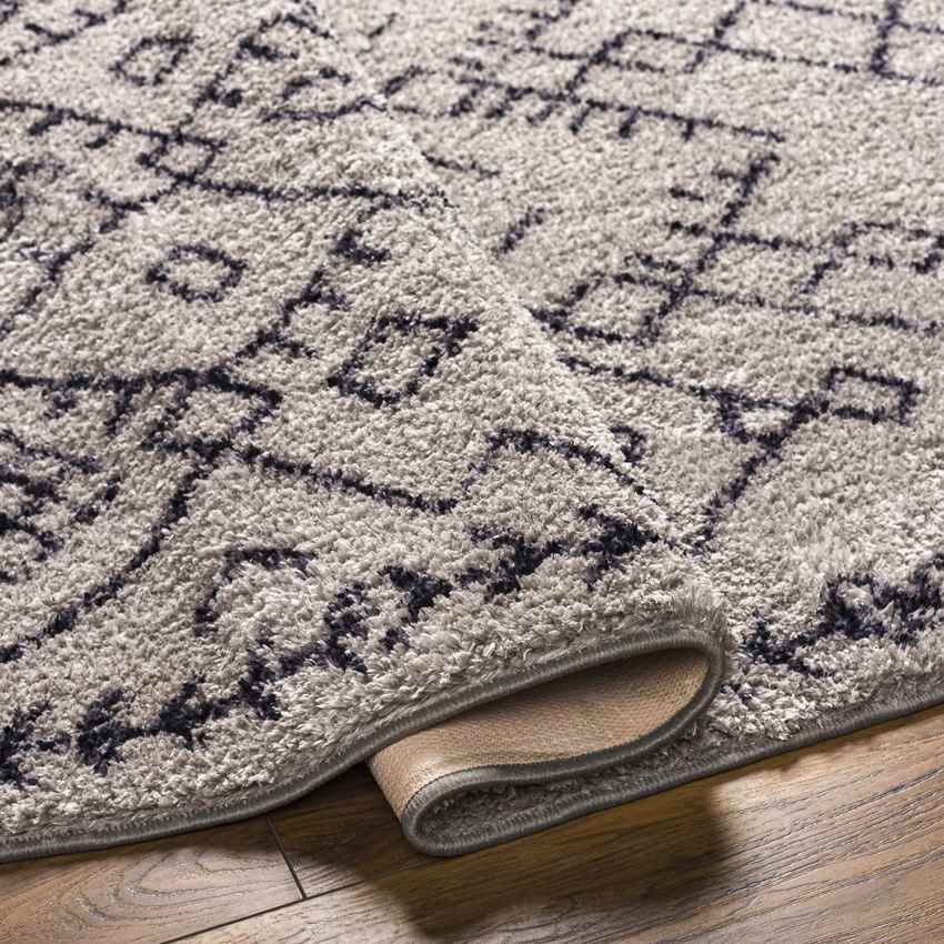 Deeanna Global Light Gray/Black Washable Area Rug