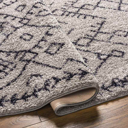 Deeanna Global Light Gray/Black Washable Area Rug