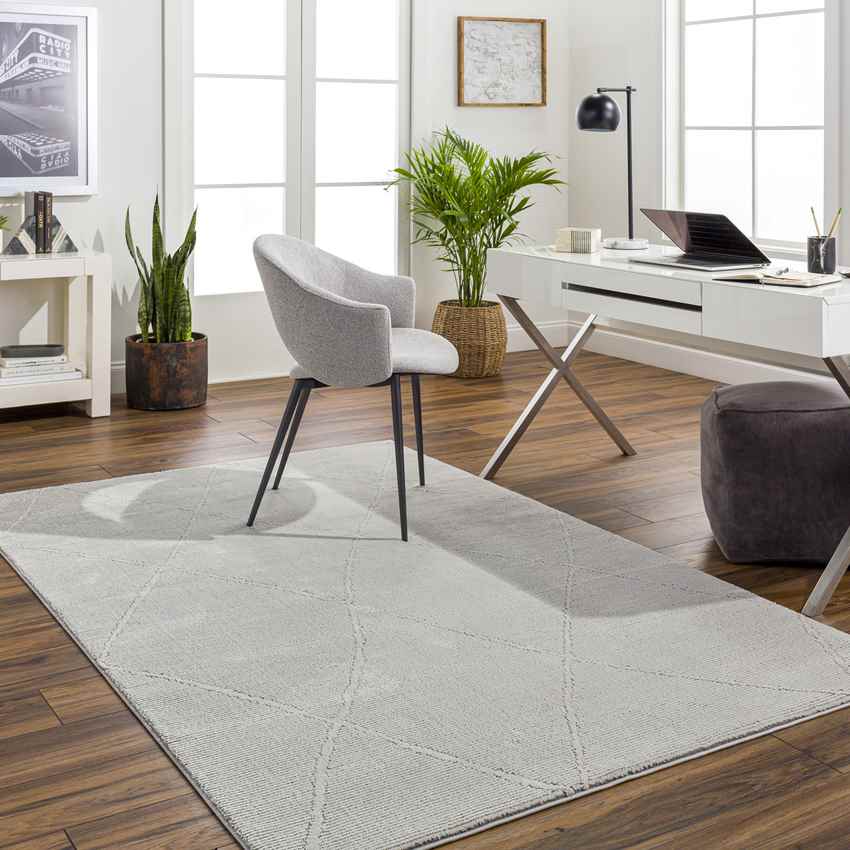 Pietro Global Light Slate Washable Area Rug