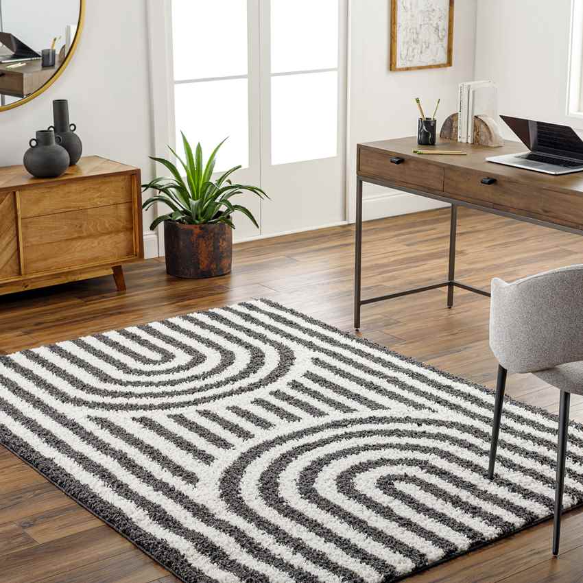 Toshiba Modern Ivory/Black Area Rug
