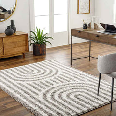 Toshiba Modern Ivory/Dark Brown Area Rug