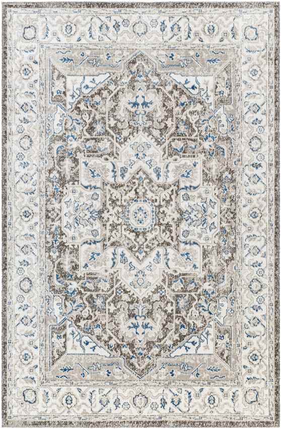 Kortny Traditional Cobalt/Dark Brown Area Rug