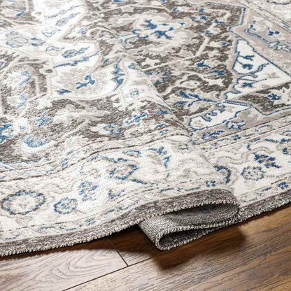 Kortny Traditional Cobalt/Dark Brown Area Rug