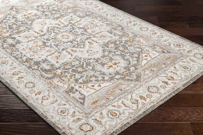 Kortny Traditional Ivory/Dark Brown Area Rug