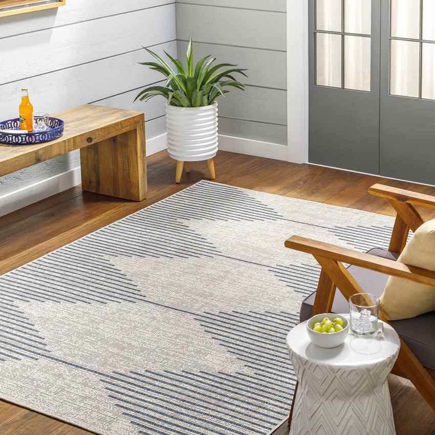 Okswerd Global Navy/Gray Area Rug