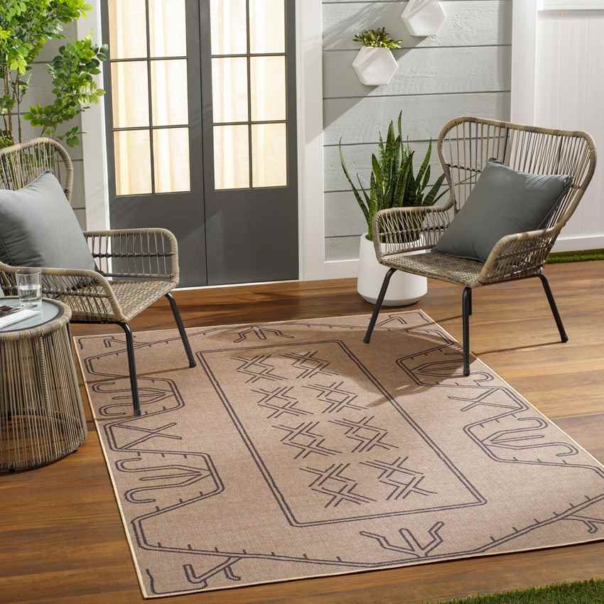 Attila Cottage Pecan/Dark Gray Washable Area Rug