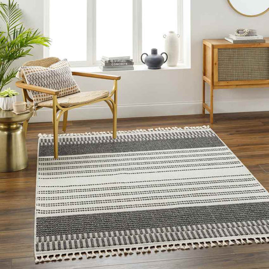 Nicholaus Cottage Black/Ivory Area Rug