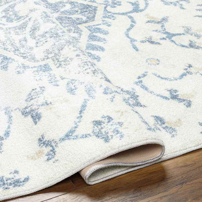 Eman Traditional Denim Blue Washable Area Rug