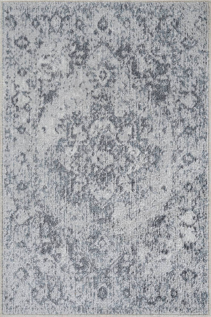 Moya Traditional Navy Blue Washable Area Rug