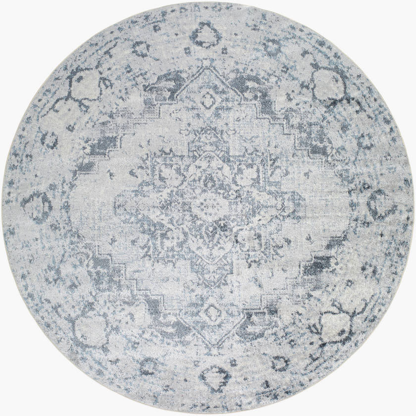 Moya Traditional Navy Blue Washable Area Rug